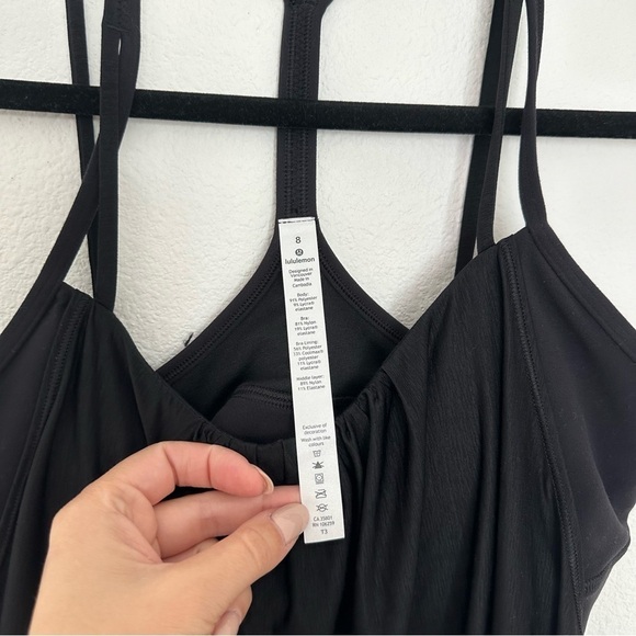 Lululemon Flow Y 2-in-1 Tank Top Solid Black Size 8 Women’s Built In Sports Bra - Picture 7 of 11